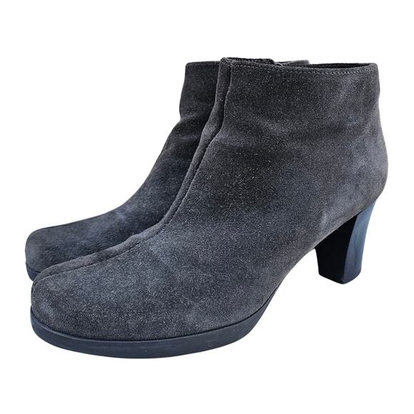 Brown Suede Waterproof Boot La Canadienne Size 8 Leather Heeled Ankle Bootie Zip - Picture 3 of 14